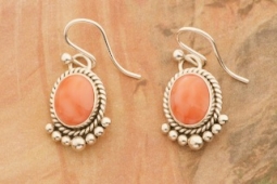 Artie Yellowhorse Genuine Pink Coral Sterling Silver Earrings